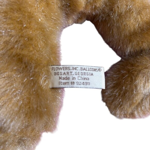 Vintage Flowers Inc Brown Plush Teddy Bear Tartan Plaid Bow Collectible 12 in - Picture 6 of 6